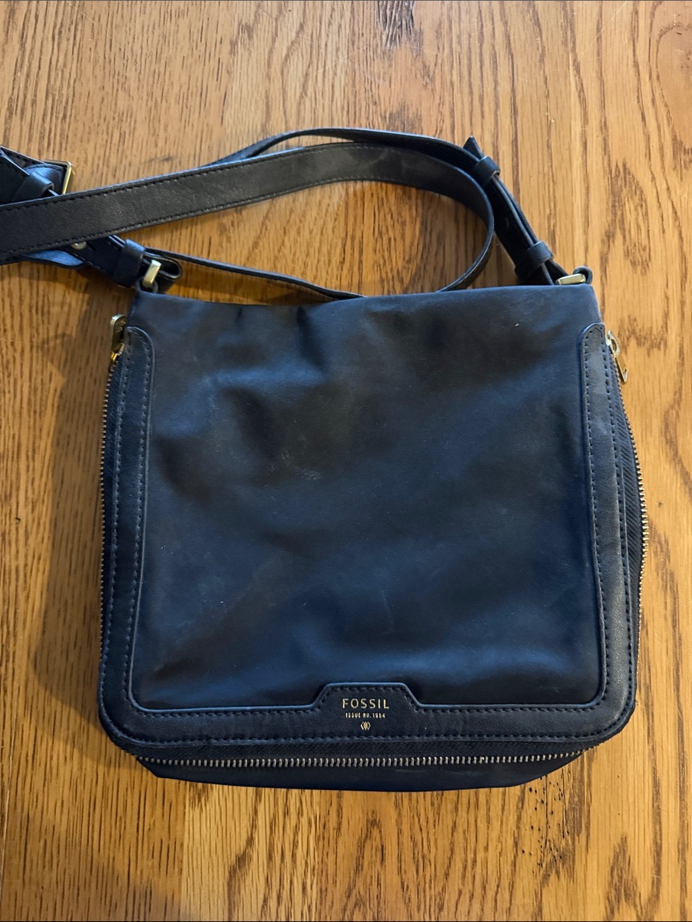 Fossil Black Leather Crossbody Bag
